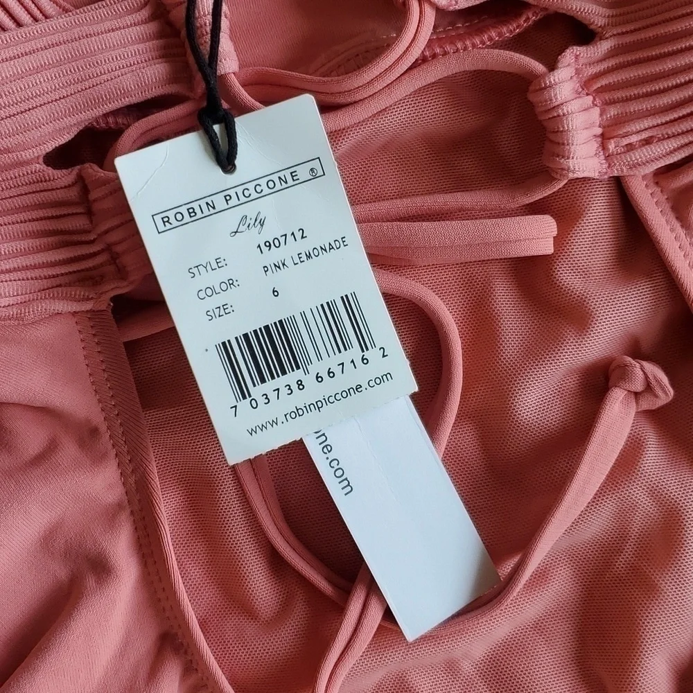 NWT Robin Piccone Lily Womens Pink Lemonade One Piece Swim Sz 6